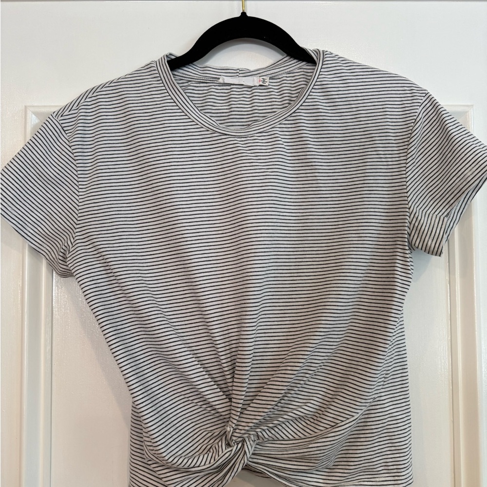 Lush Gray Tie Front Fitted T-Shirt